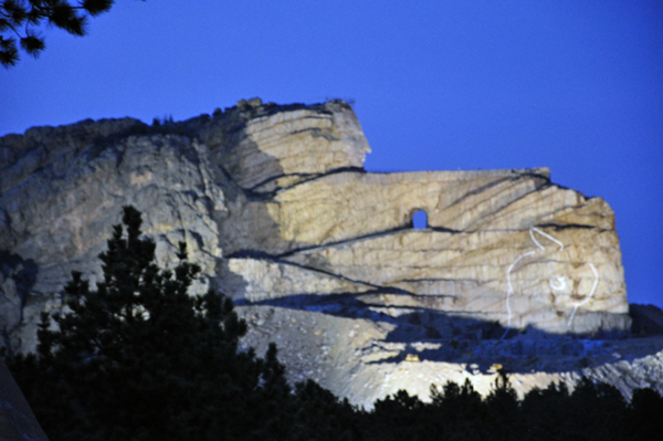 Crazy Horse Mountain at night