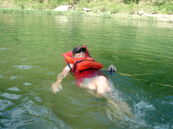 Karen Duquette floating down the Meramac River