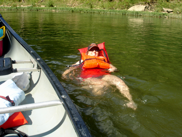 Karen Duquette floating down the Meramac River