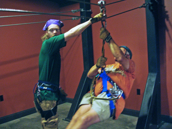 Lee Duquette in zipline training