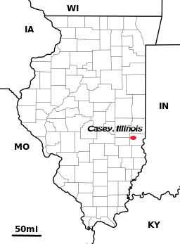map of Illinois showing location of Casey