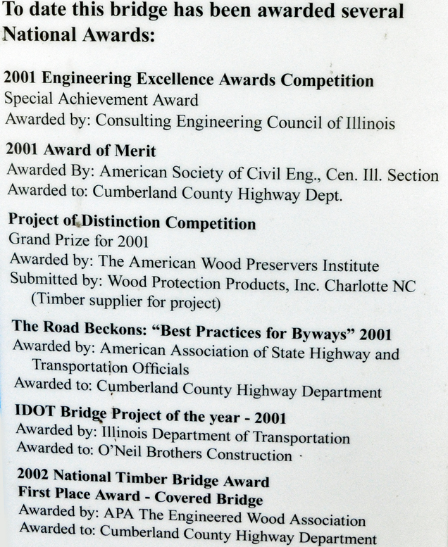awards for the Cumberland County Covered Bridge