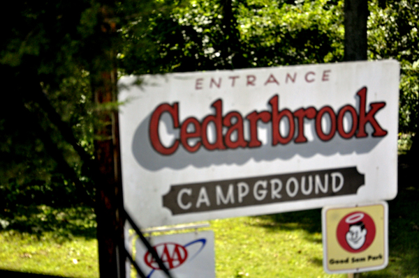 Cedarbrook Campground sign