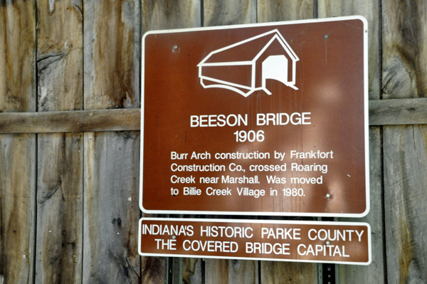 Beeson Covered Bridge plaque