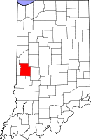 map of Indiana showing location of Parke County