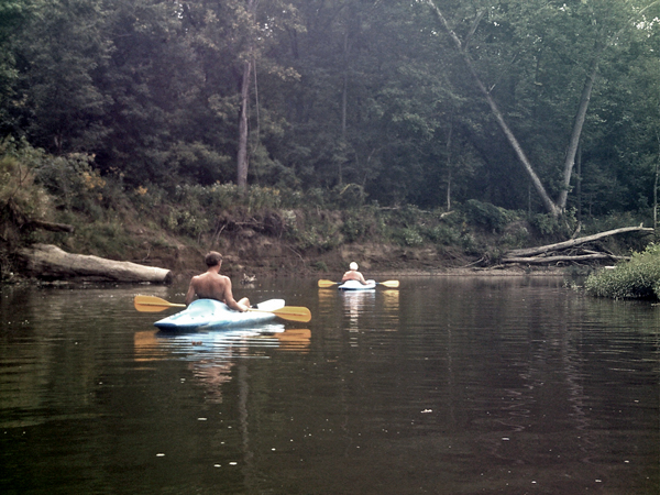 Terry and Lee kayaking on Sugar Creek