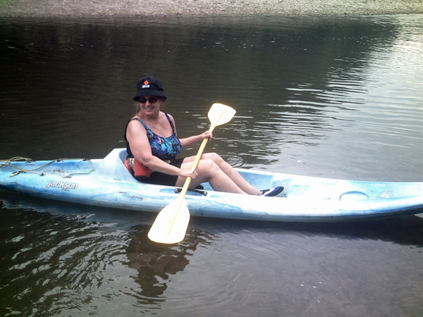 Karen Duquette kayaks Sugar Creek