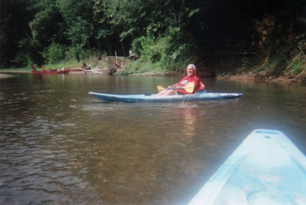 Lee Duquette kayaking Sugar Creek