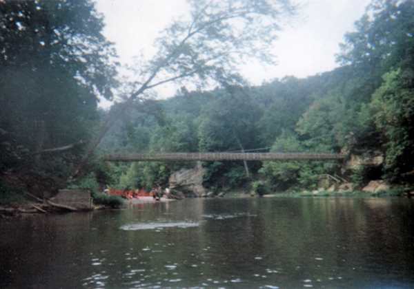 Approaching the suspension bridge