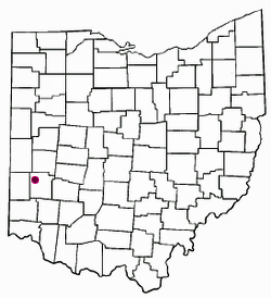 Map of Ohio showing approximate location of Dayton