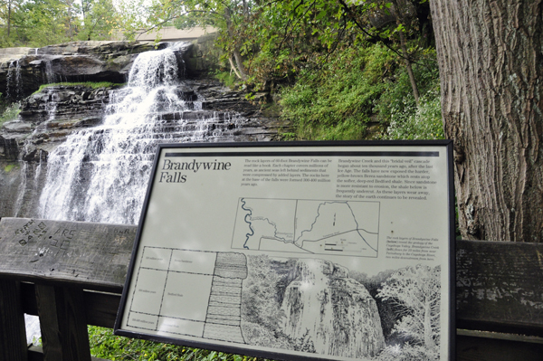 sign about Brandywine Falls  with the falls in the background