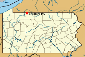 Pennsylvania map showing location of Bradford