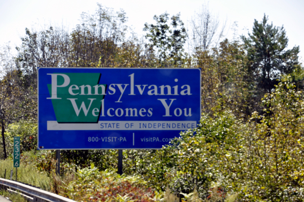 welcome to Pennsylvania sign