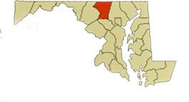 map of MD showing Carroll County