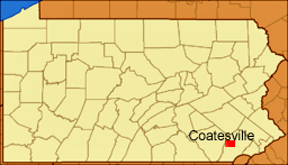 Pennsylvania map showing location of Coatesville