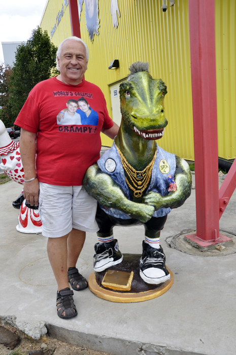 Lee Duquette and a gator outside the Delaware Children's Museum