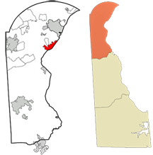 map of Delaware showing location of New Castle County