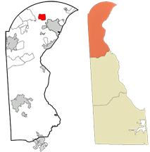 Delaware map showing location of Greeneville