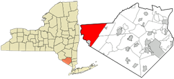 Map showing location of Orange County in NY