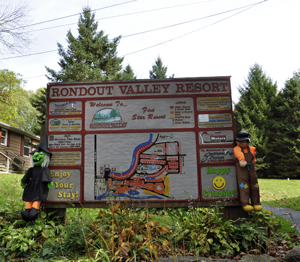 sign for Rondout Valley Resort, an Encore campground