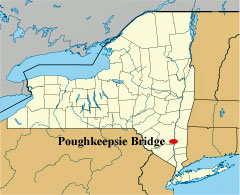 map of NY showing location of Poughkeepsie Bridge