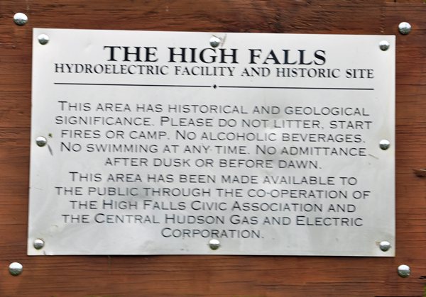 sign about the High Falls
