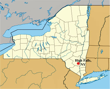 map of New York showing location of High Falls