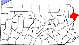 map of Pennsylvania showing location of the Pocoonos