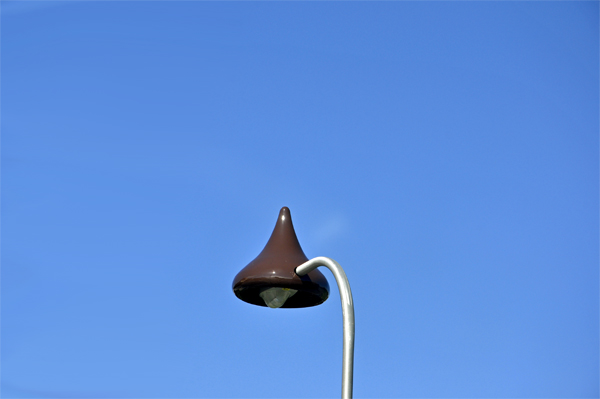 lightposts are shaped like Hershey Kisses