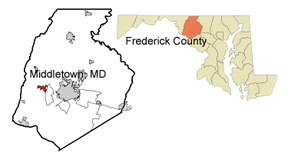 map of Maryland showing location of Middletown