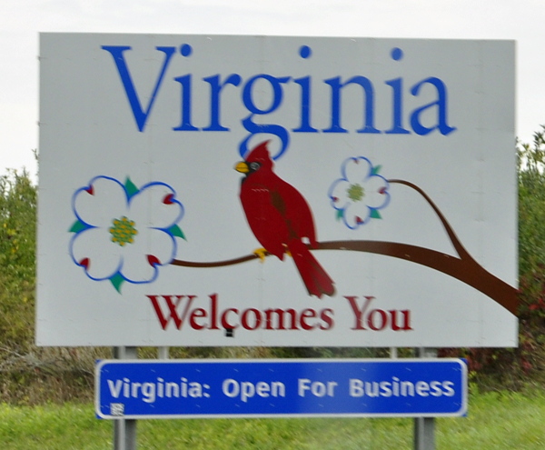 Virginia welcome sign