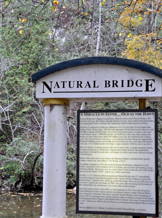 sign about the Natural Bridge