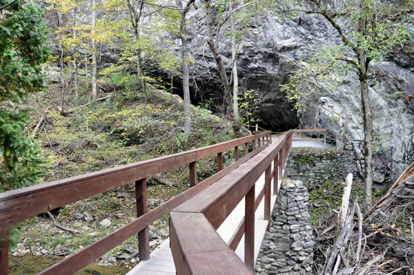 bridge to a cave