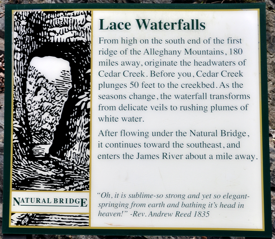 sign about Lace Waterfalls