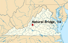 map of Va showing location of Natural Bridge