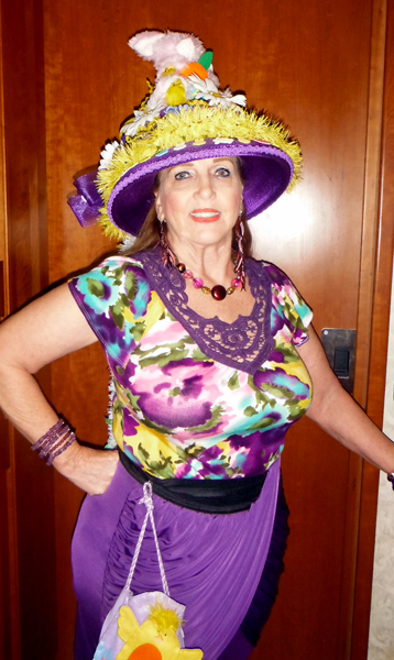 Karen Duquette in her winning Easter bonnet