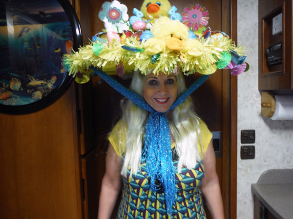 Karen Duquette in her Easter bonnet