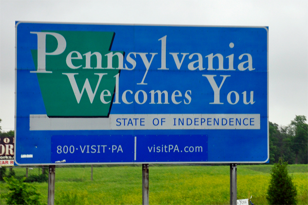 welcome to Pennsylvania sign