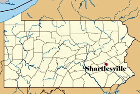 Pennsylvania map showing location of Shartlesville