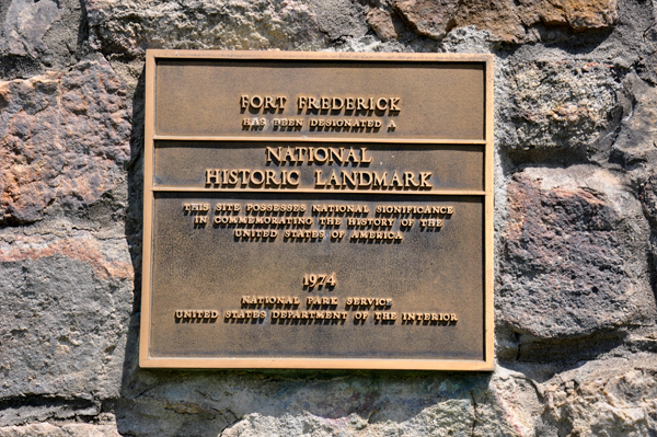 Fort Frederick National Historic Landmark plaque