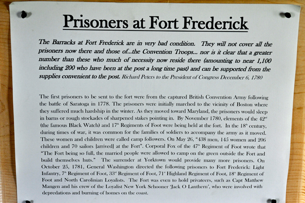 sign about Prisoners at Fort Frederick