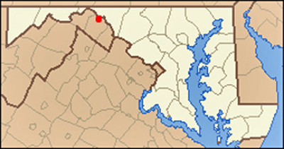 Maryland map showing location of Frederick