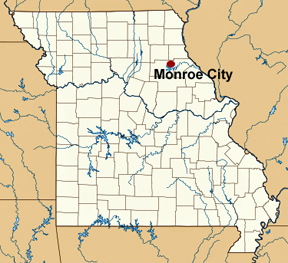Missouri Map showing location of Monroe City