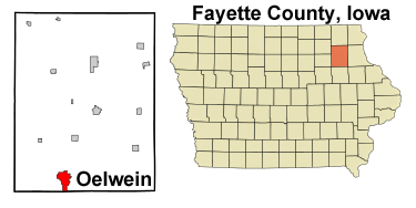 map of Iowa showing location of Oelwein
