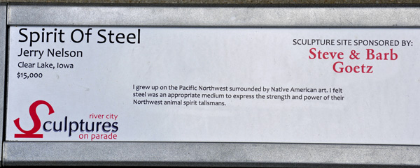 plaque for sculpture titled Spirit of Steel