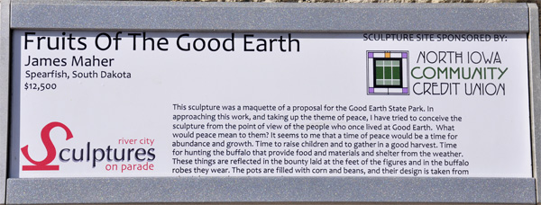 plaque for sculpture titled Fruits of the Good Earth