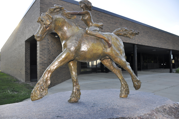 horse and rider sculpture