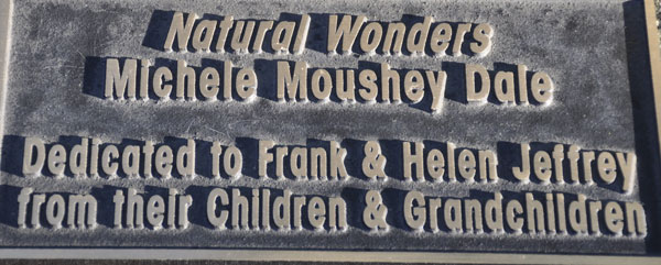 plaque for the  Natural Wonders sculpture