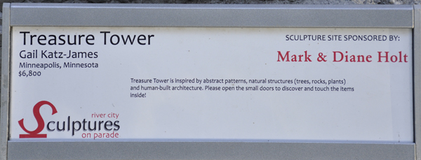 plaque for the  Treasure Tower sculpture