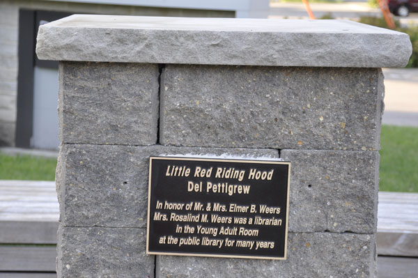 plaque for the  Little Red Riding Hood sculpture